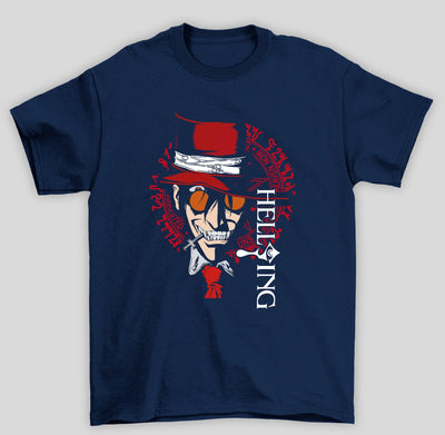 Camiseta Básica Unissex Anime Hellsing Ultimate- azul-marinho