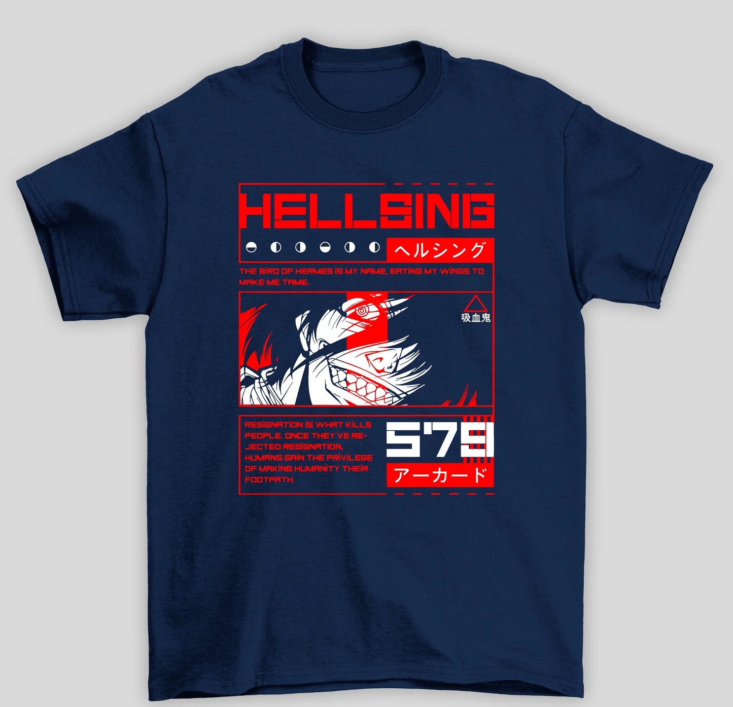 Camiseta Básica Unissex Hellsing The Bird Of Hermes Is My Name