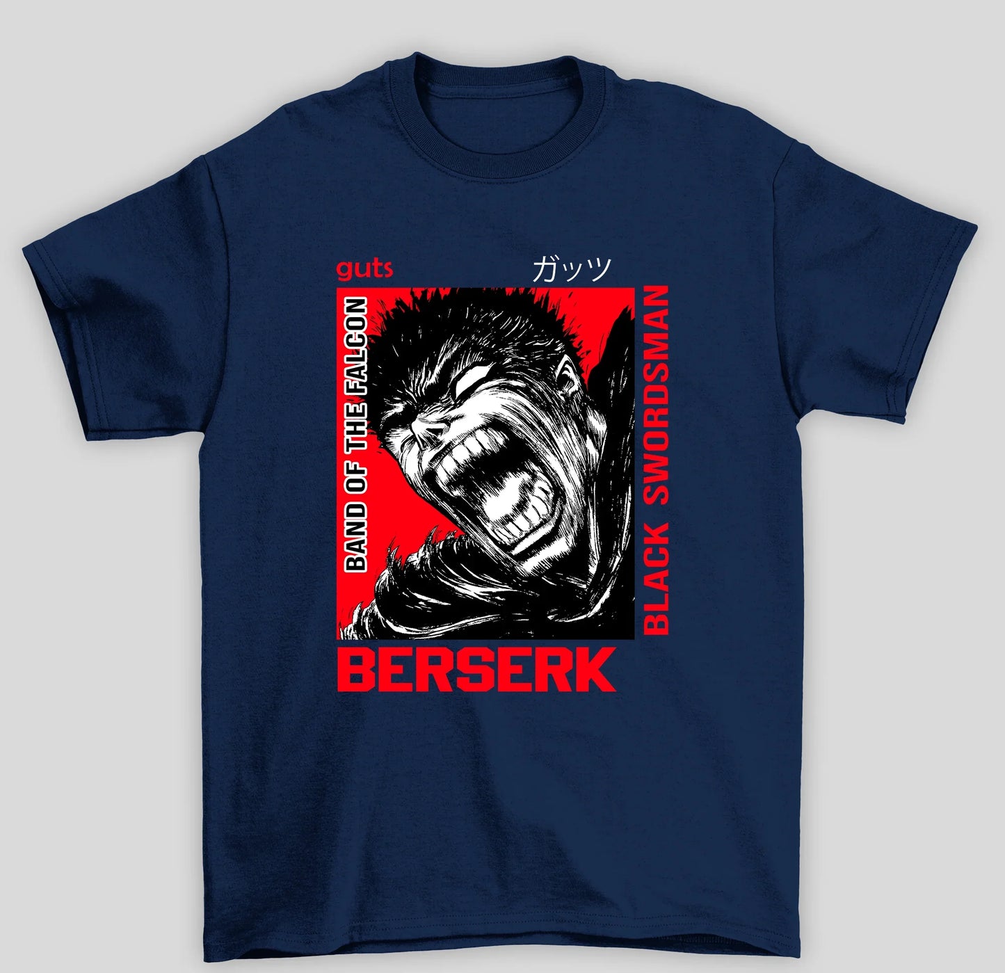 Camiseta Básica Unissex Berserk Black Swordsman Guts- AZUL-MARINHO