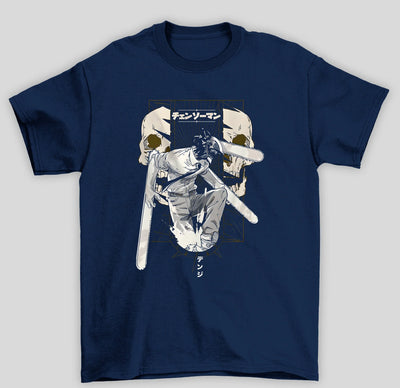 Camiseta Básica Unissex Chainsaw Man Denji Caveira