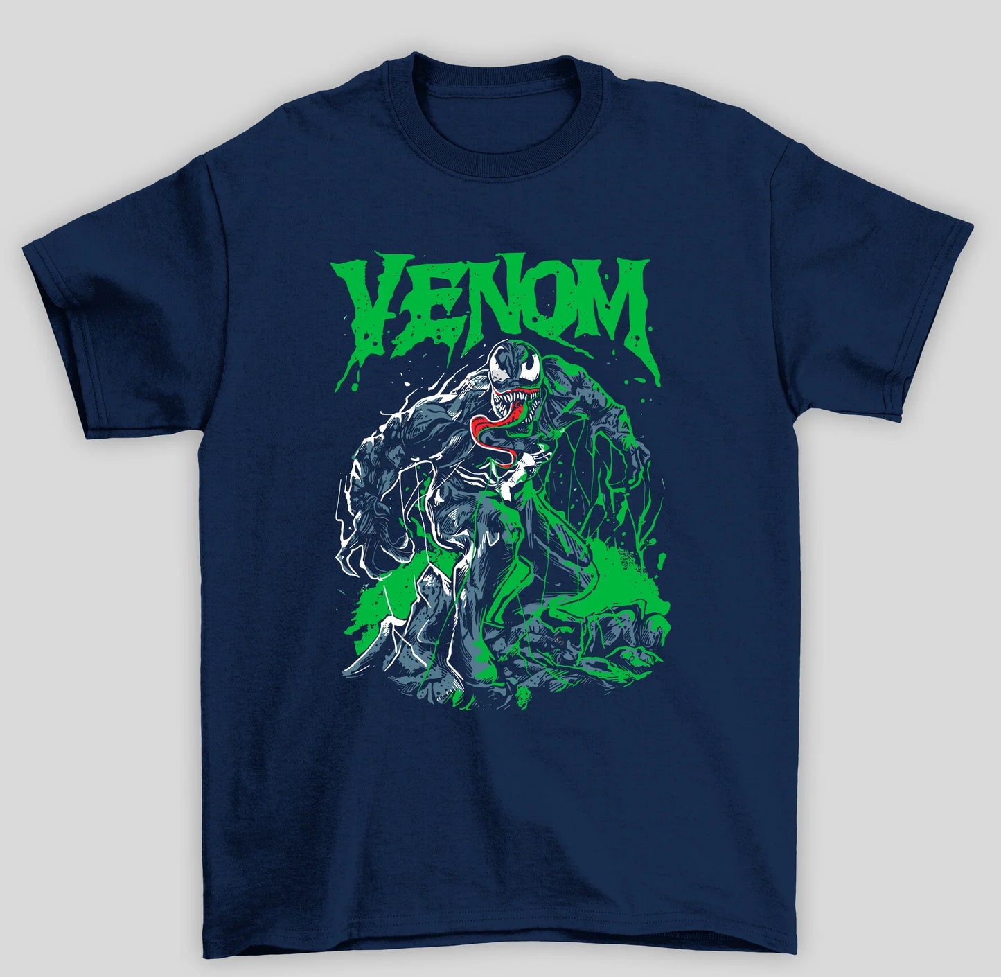 Camiseta Básica Unissex Venom Gosma Verde- azul-marinho