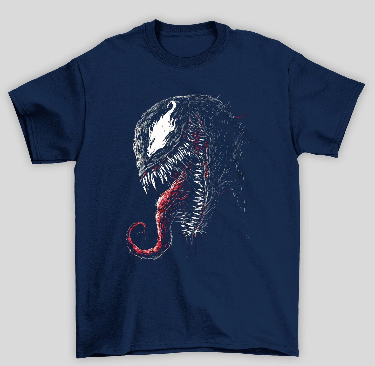 Camiseta Básica Unissex Venom Perfil- azul-marinho