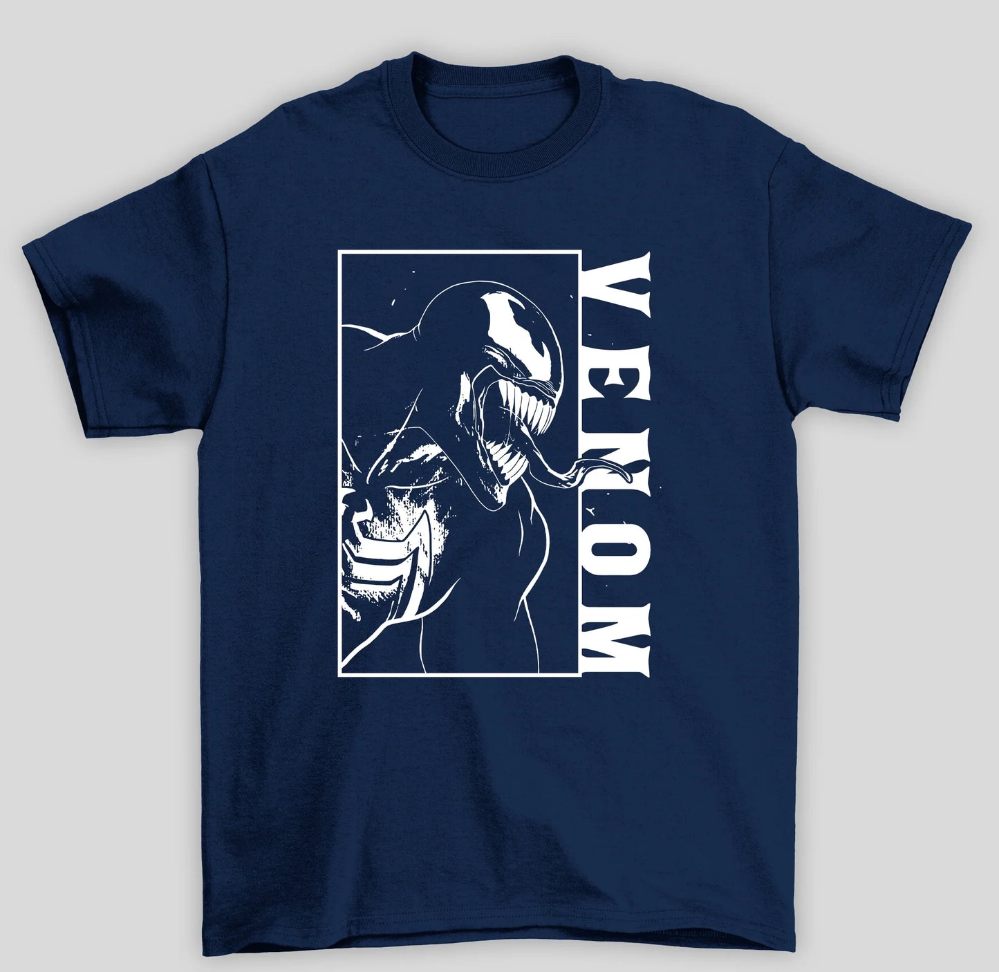 Camiseta Básica Unissex Venom HQ Retangulo- azul-marinho