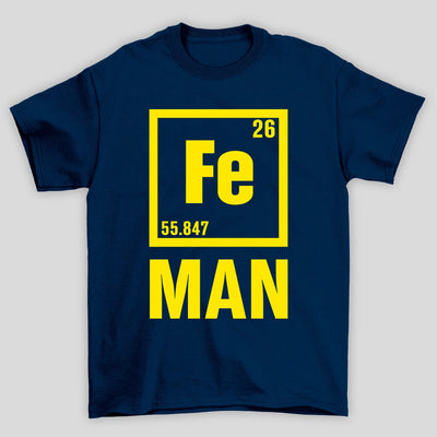 Camiseta Básica Unissex Homem de Ferro Fe Man- AZUL-MARINHO
