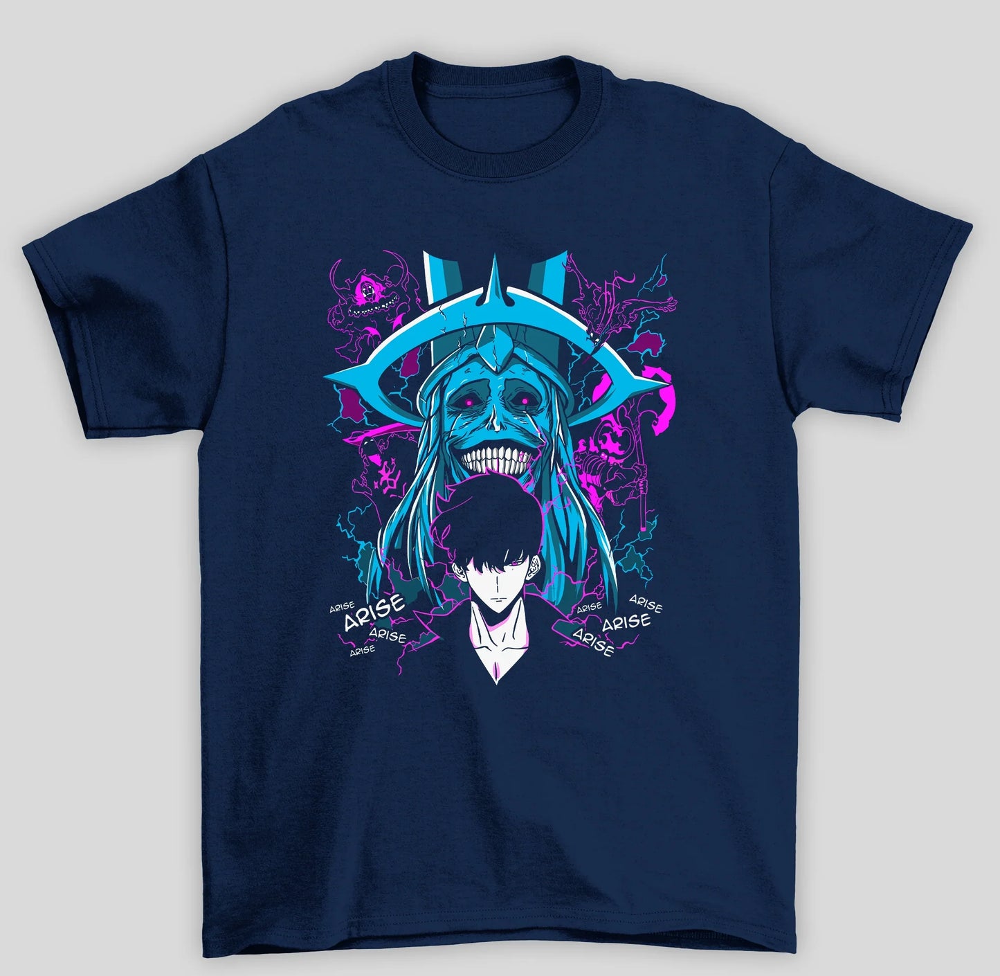 Camiseta Básica Unissex Solo Leveling Sung Monstro Azul