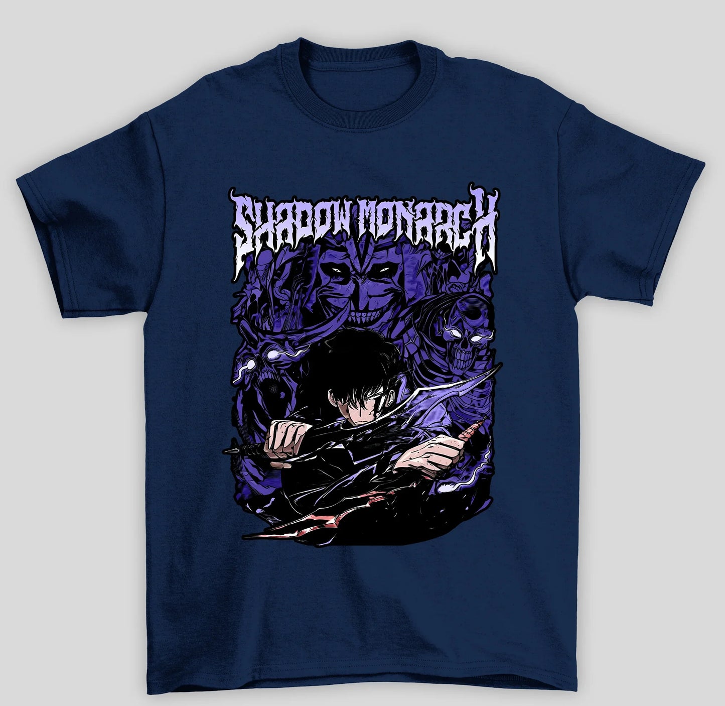 Camiseta Básica Unissex Solo Leveling Shadow Monarch