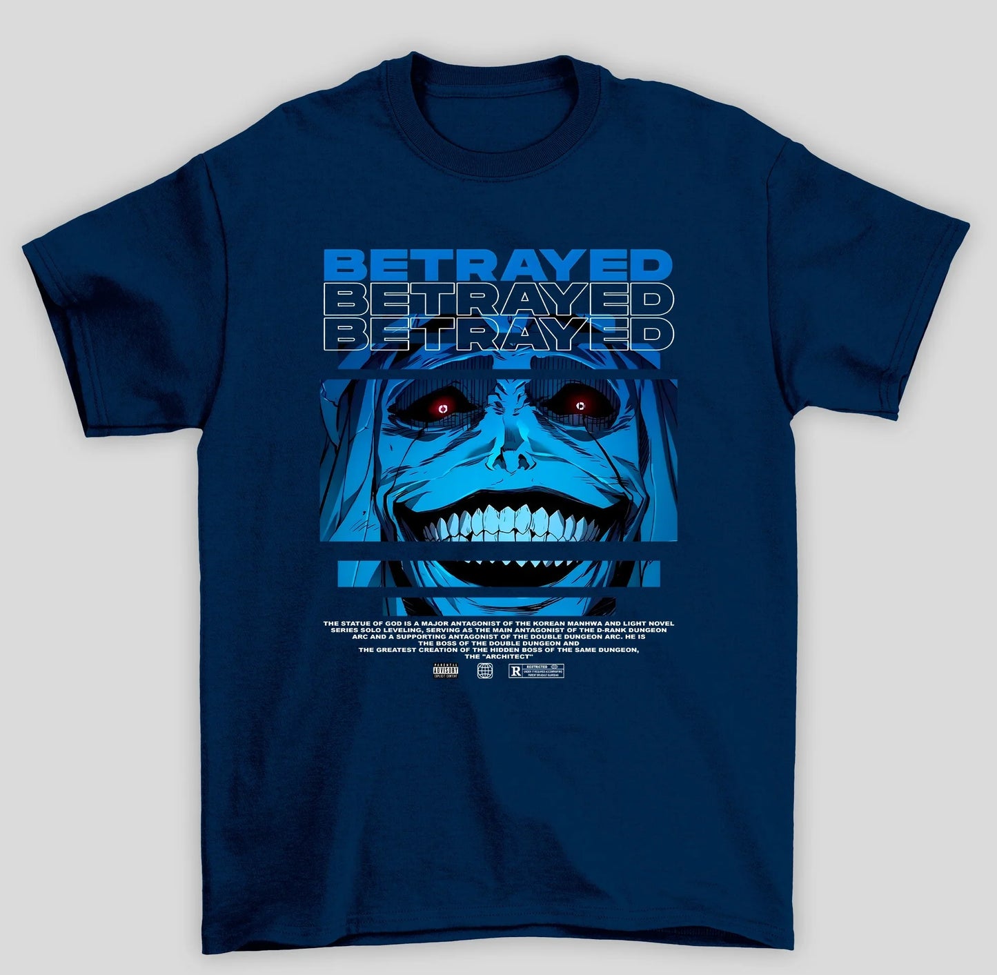 Camiseta Básica Unissex Solo Leveling Betrayed Monstro Azul