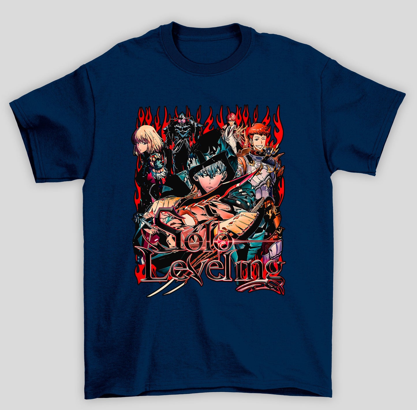 Camiseta Básica Unissex Solo Leveling Personagens