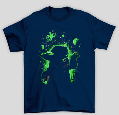 Camiseta Básica Unissex The Mandalorian Baby Yoda Silhueta Verde