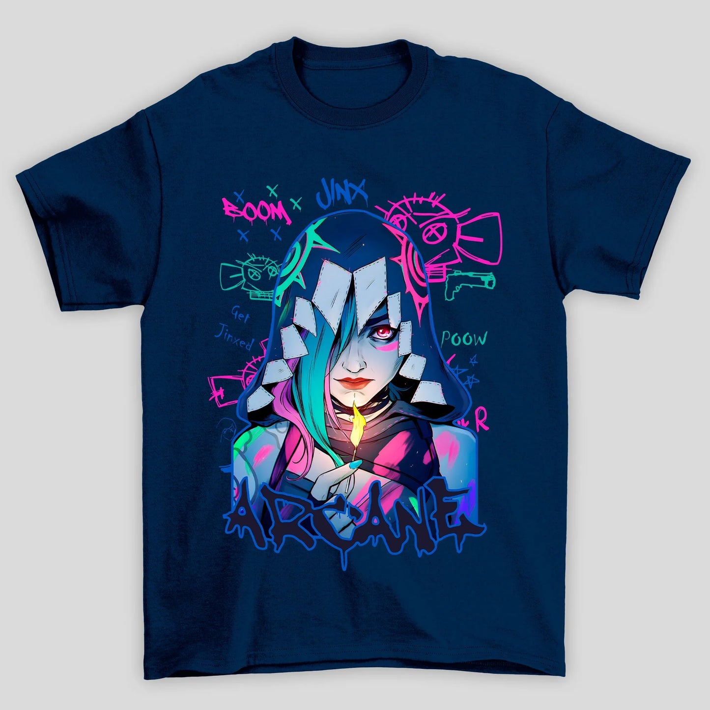 Camiseta Básica Unissex Arcane Jinx Fosforo