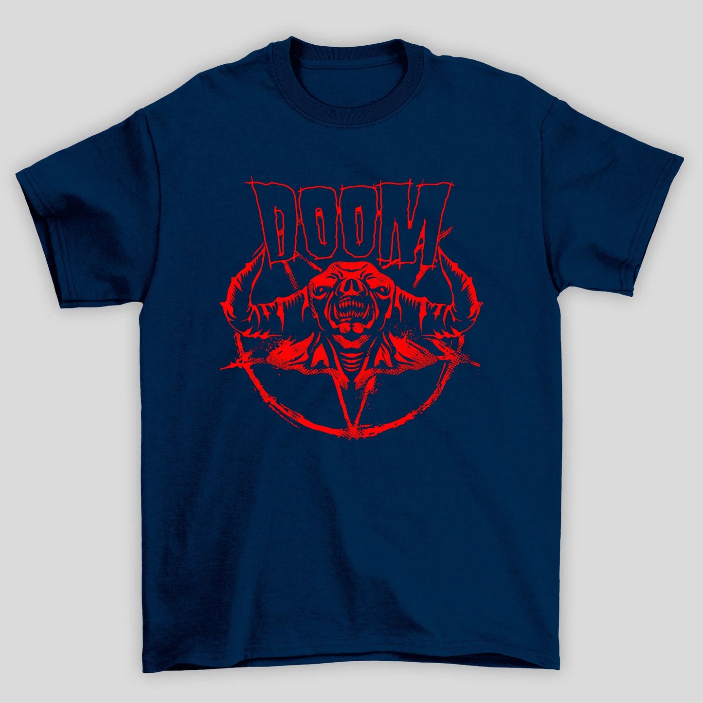 Camiseta Básica Unissex Doom Demon Pentagrama