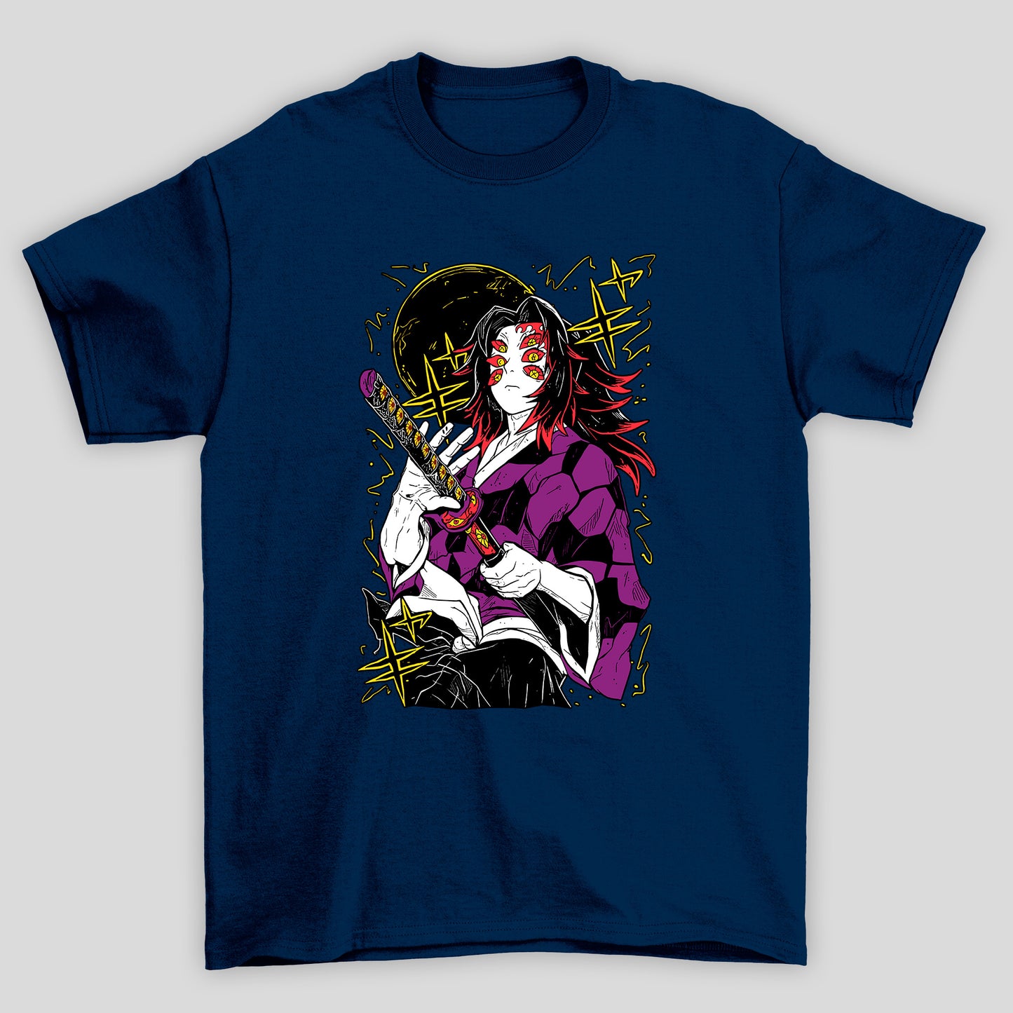 Camiseta Básica Unissex Demon Slayer Kokushibo Lua Espada