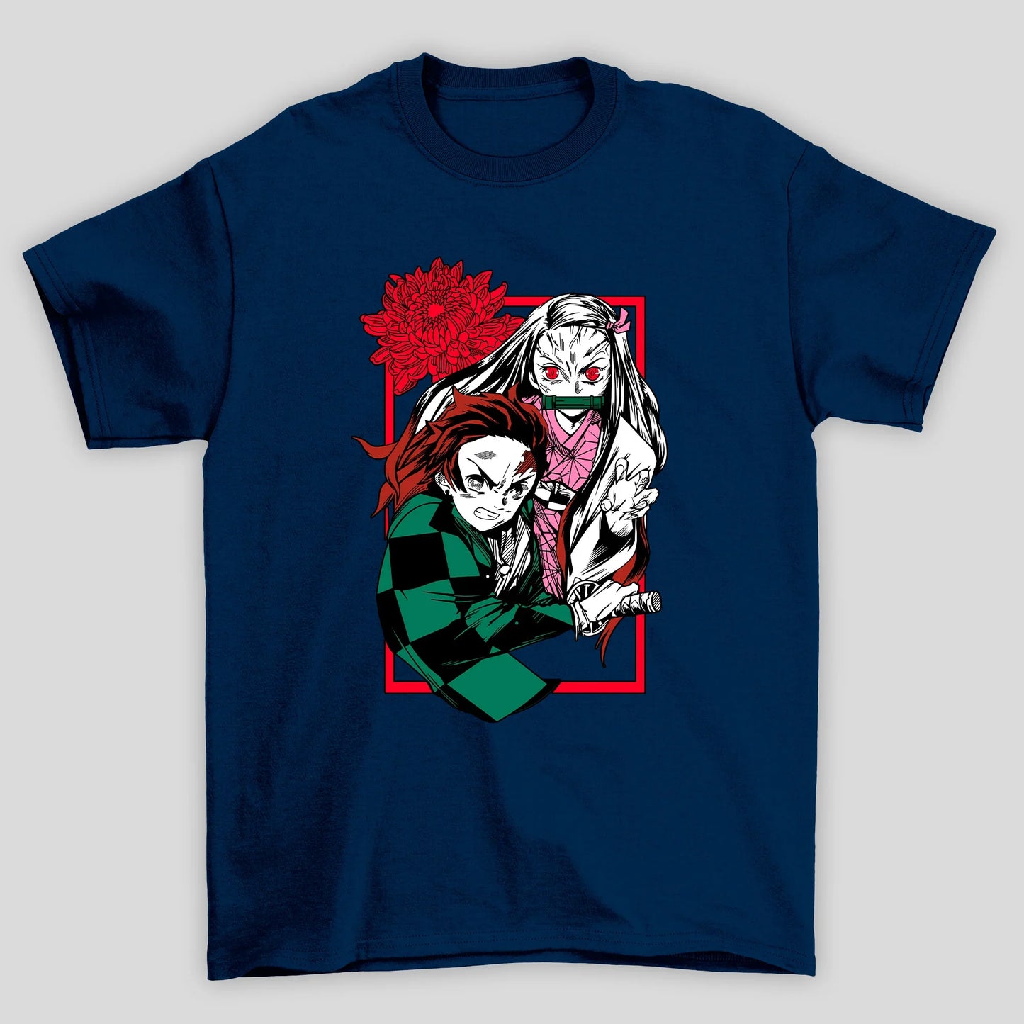 Camiseta Básica Unissex Demon Slayer Nezuko Tanjiro Flor