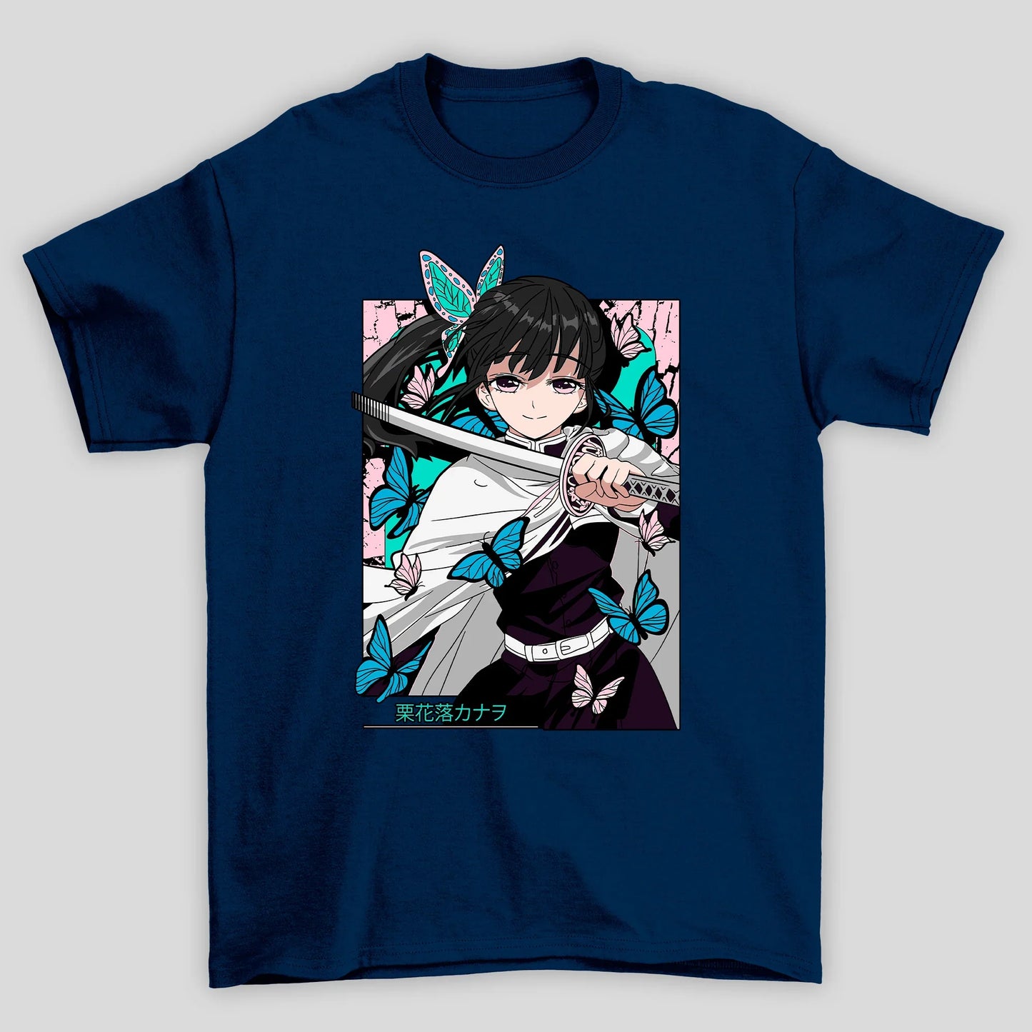 Camiseta Básica Unissex Demon Slayer Kanao Borboleta Kanji