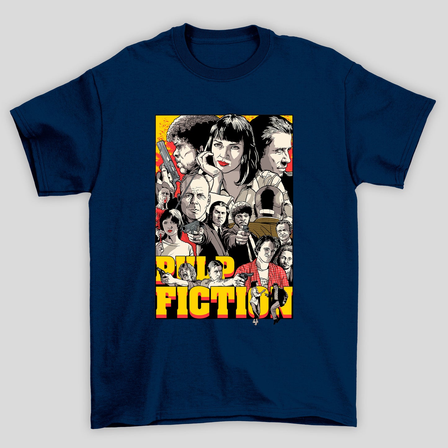 Camiseta Básica Unissex Arte Personagens Pulp Fiction