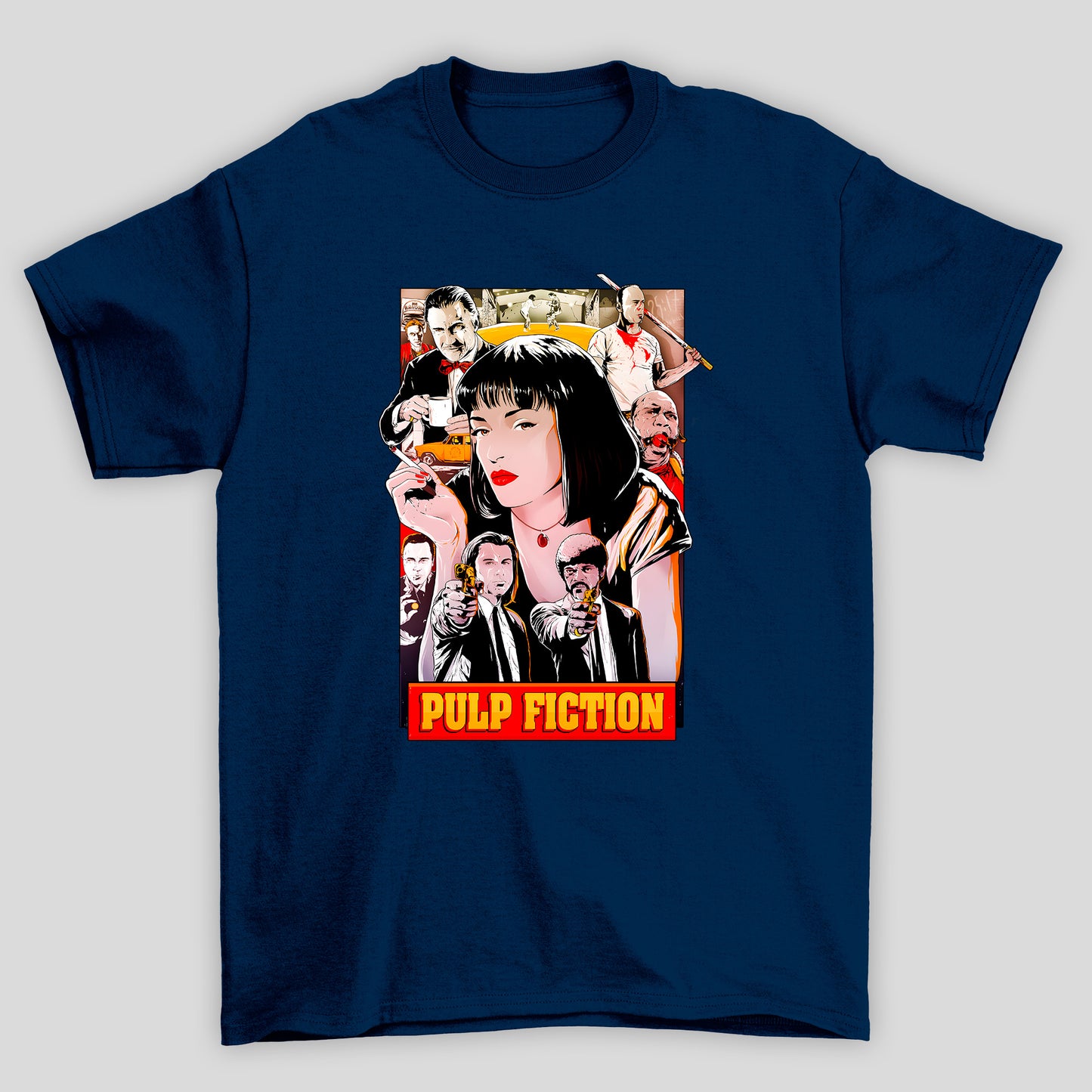 Camiseta Básica Unissex Arte Mia Personagens Pulp Fiction
