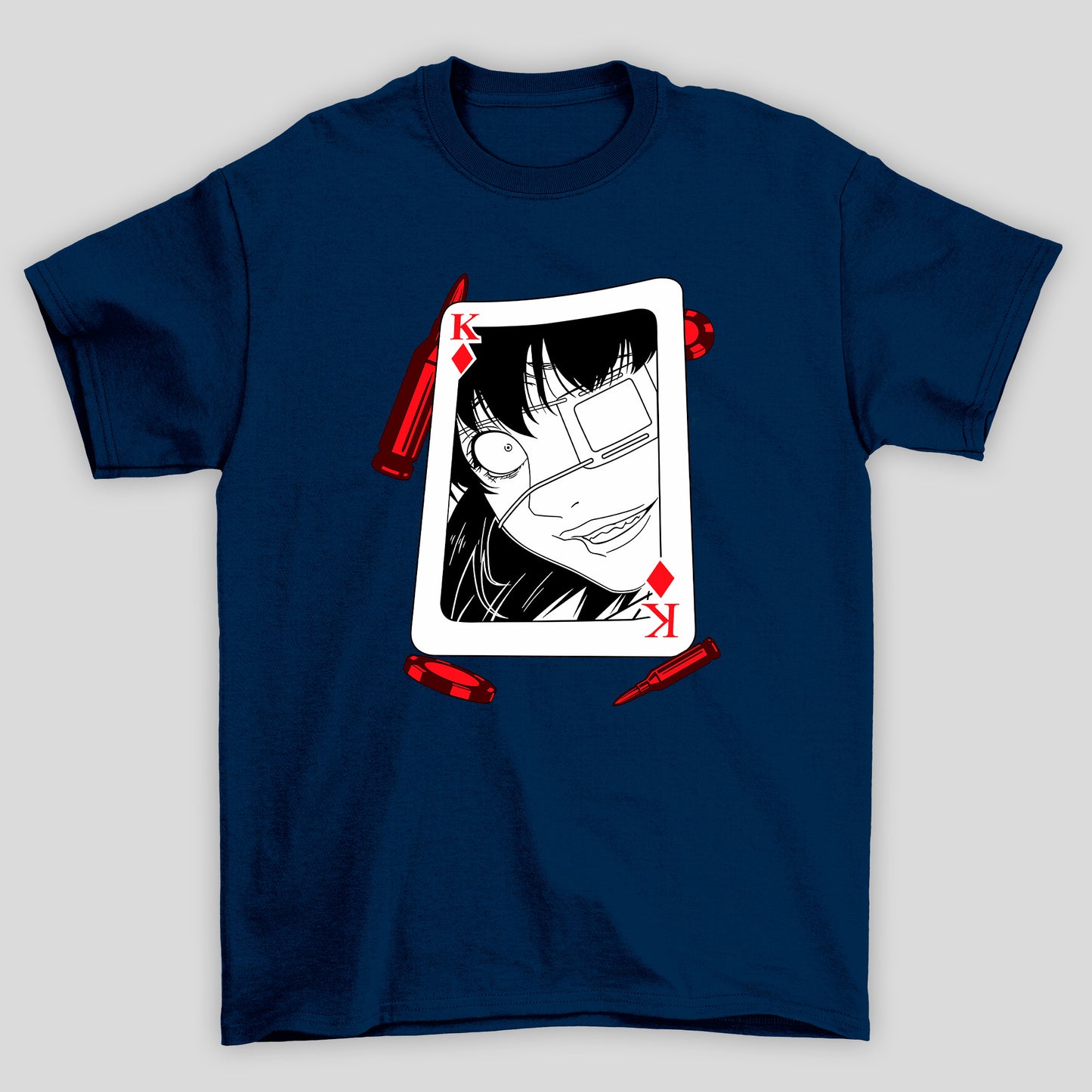 Camiseta Básica Unissex Midari Ikishima Balas Carta Kakegurui