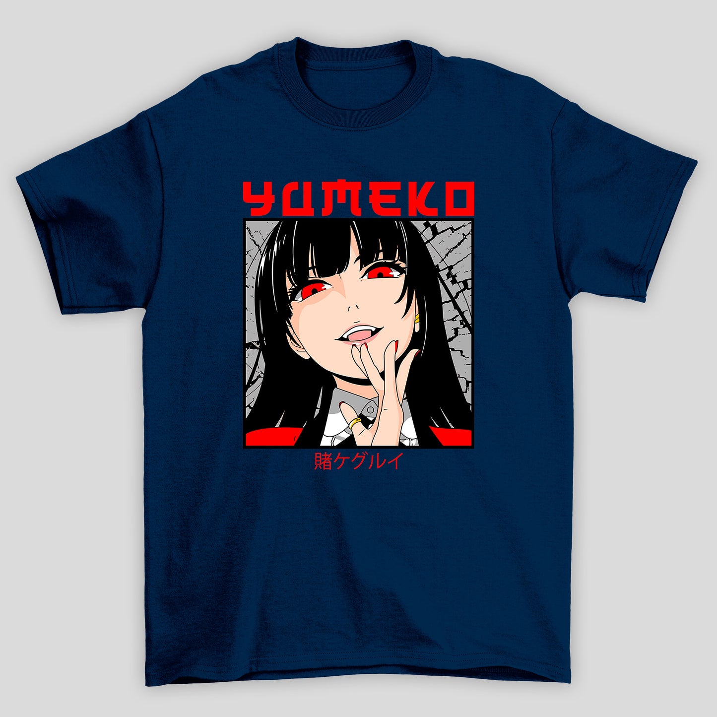 Camiseta Básica Unissex Yumeko Jabami Rosto Kanji Kakegurui