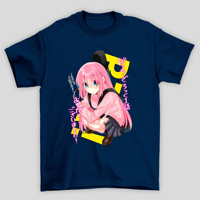 Camiseta Básica Unissex Gotou Agachada Kanji Bocchi The Rock