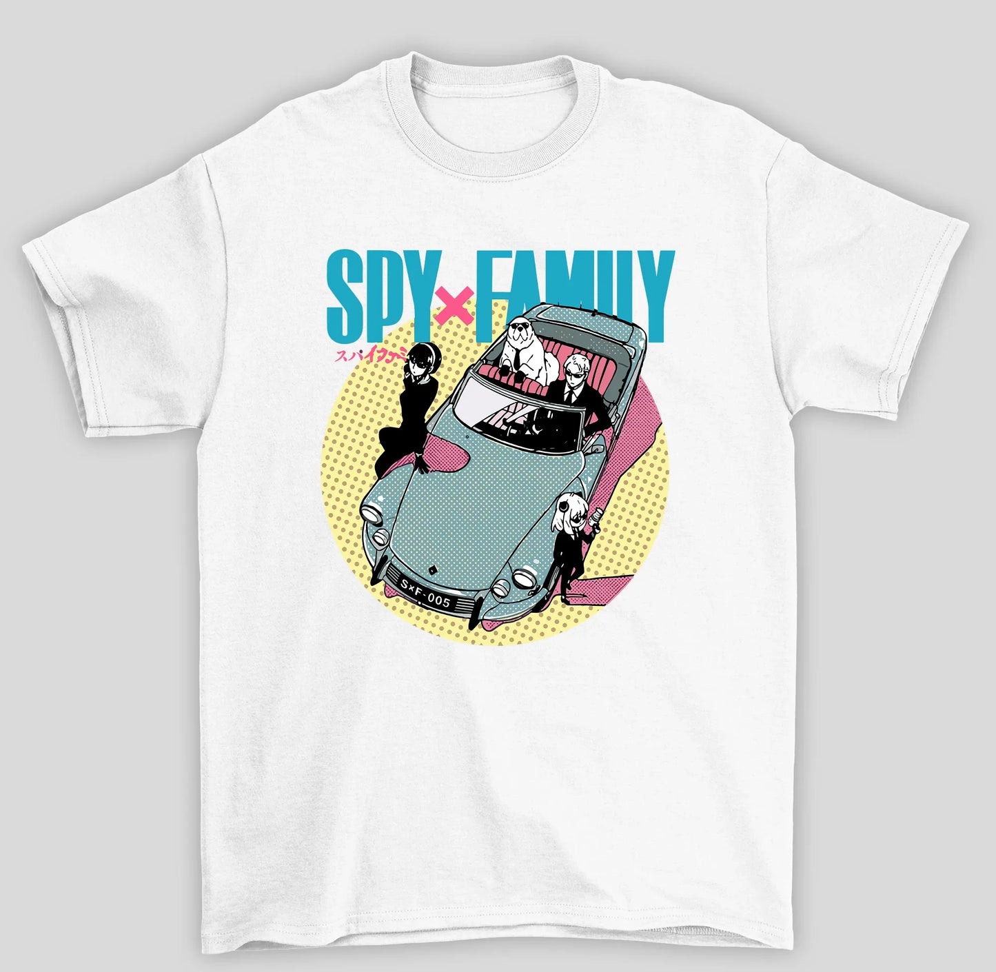 Camiseta Básica Unissex Spy x Family Carro- branco