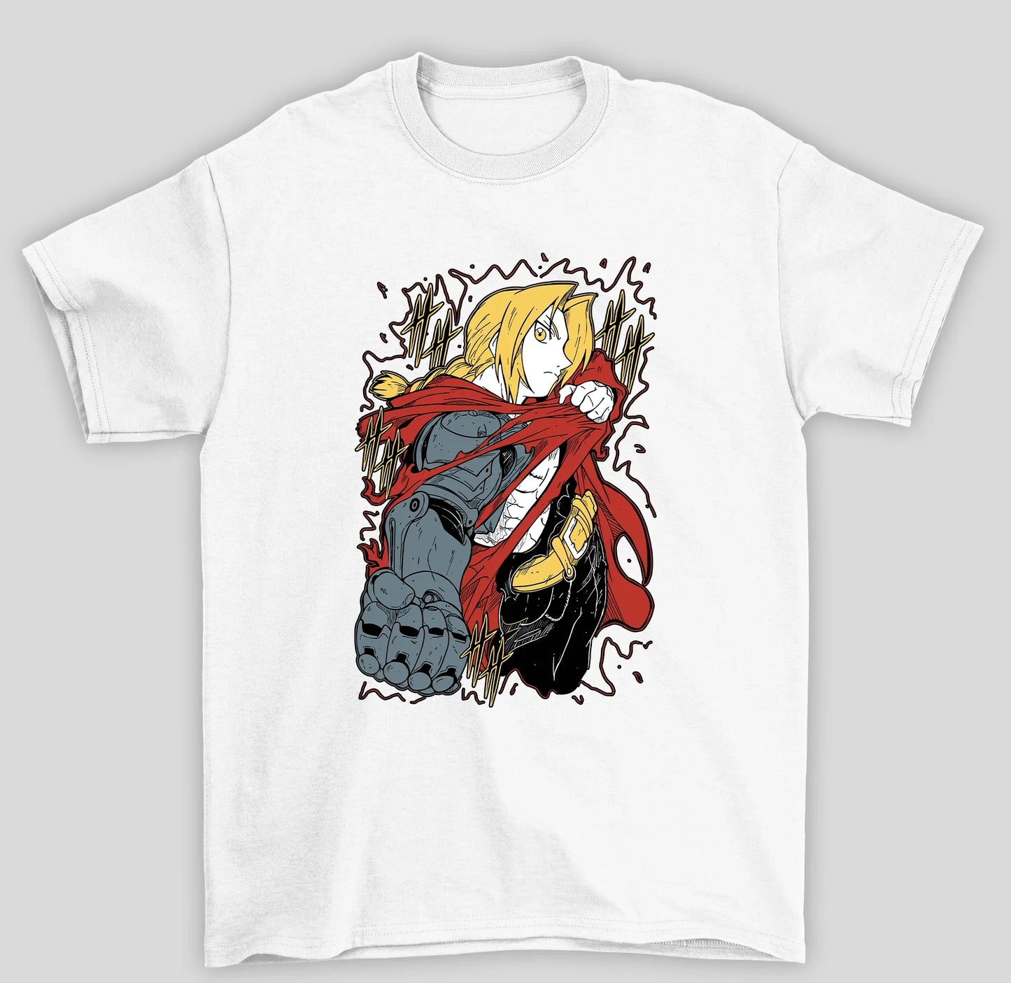 Camiseta Básica Unissex Fullmetal Alchemist Edward T.- branco