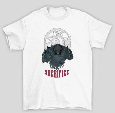 Camiseta Básica Unissex Fullmetal Alchemist Alphonse Sacrifice- BRANCO
