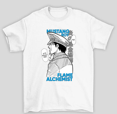 Camiseta Básica Unissex Fullmetal Alchemist Roy Mustang I'ts Raining