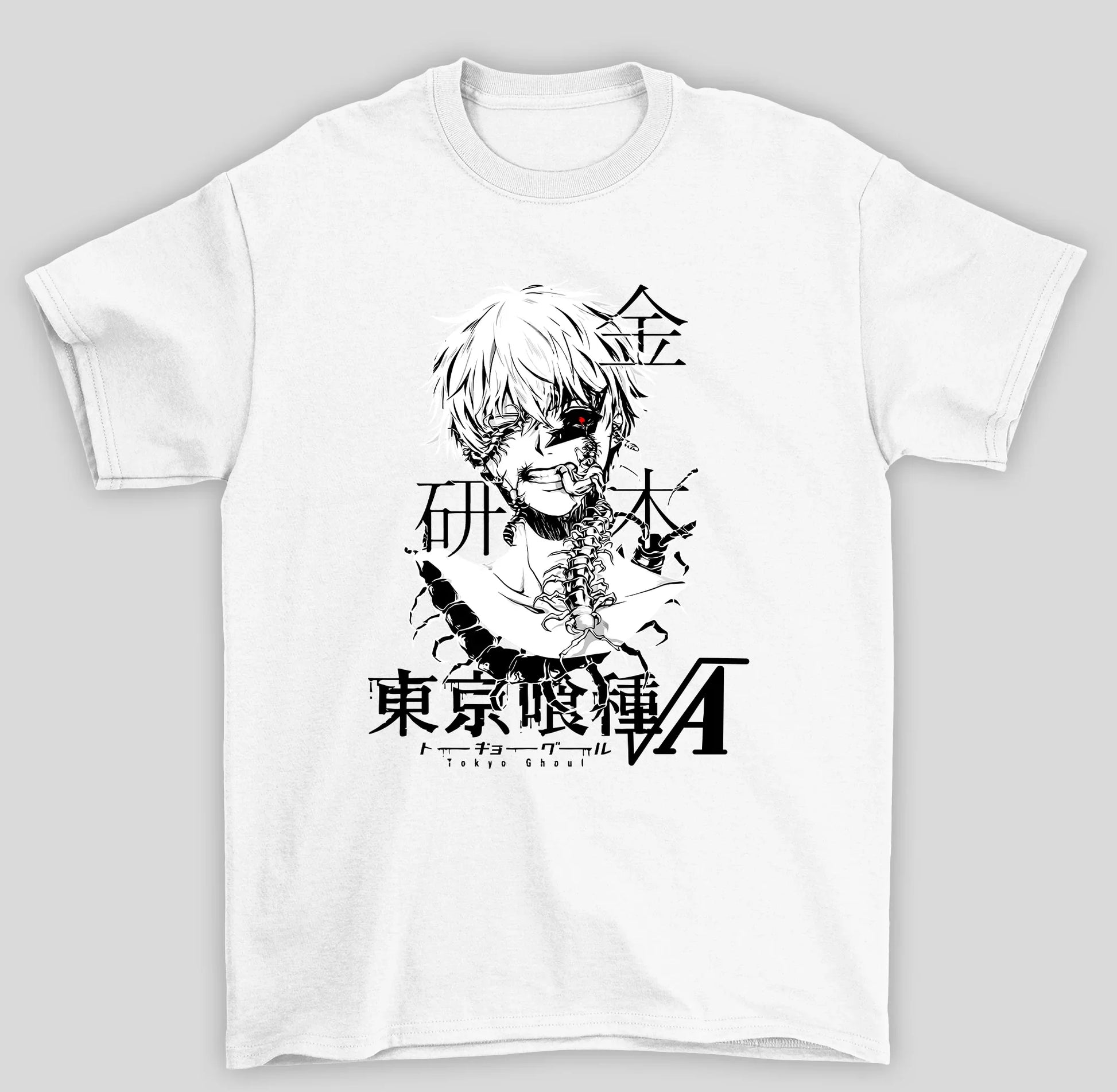 Camiseta Básica Unissex Tokyo Ghoul Ken Kaneki Desconfigurado Japanese- branco