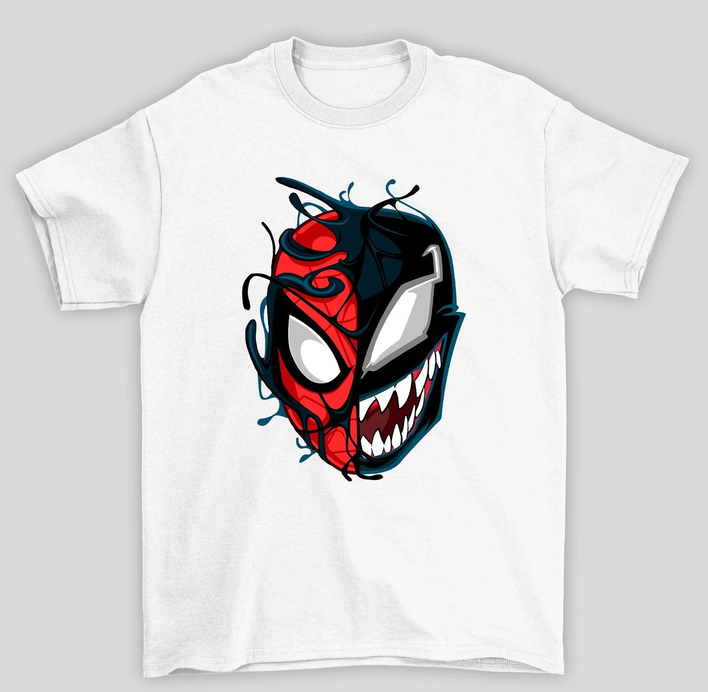 Camiseta Básica Unissex Venom & Homem Aranha- branco