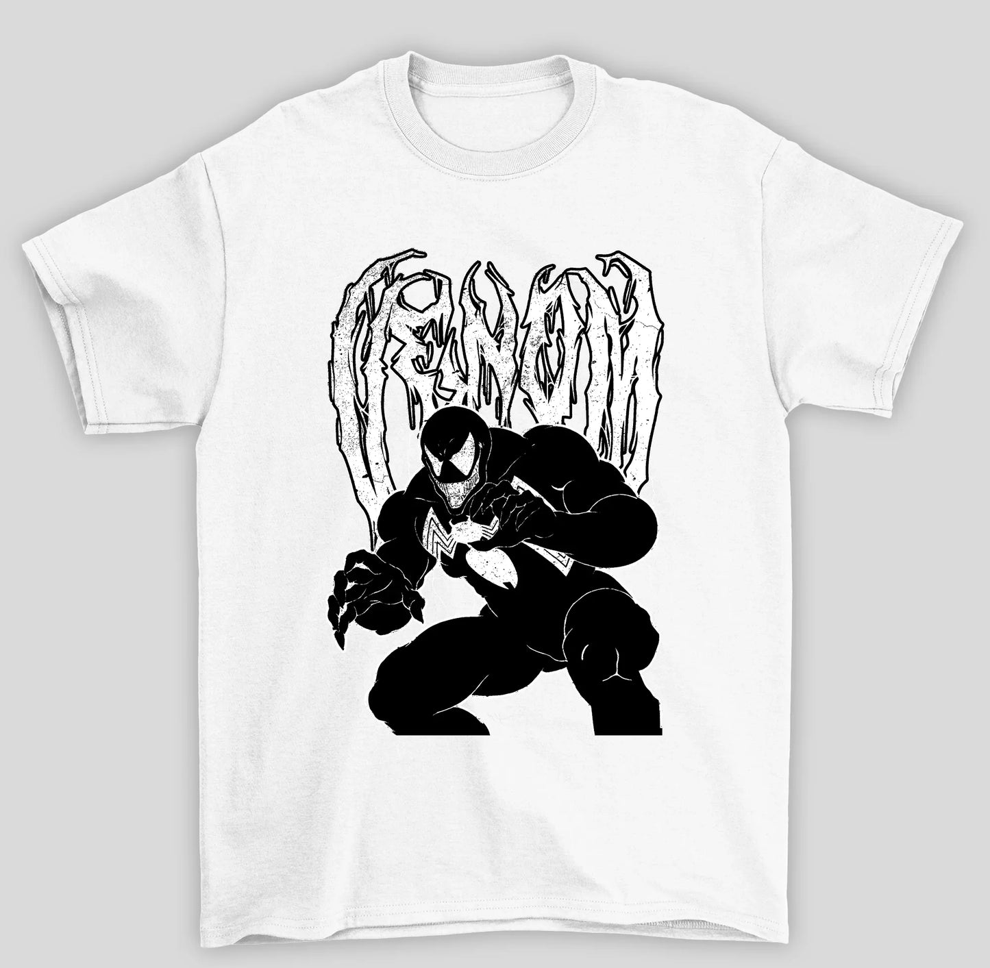 Camiseta Básica Unissex Venom Classico Raios- branco