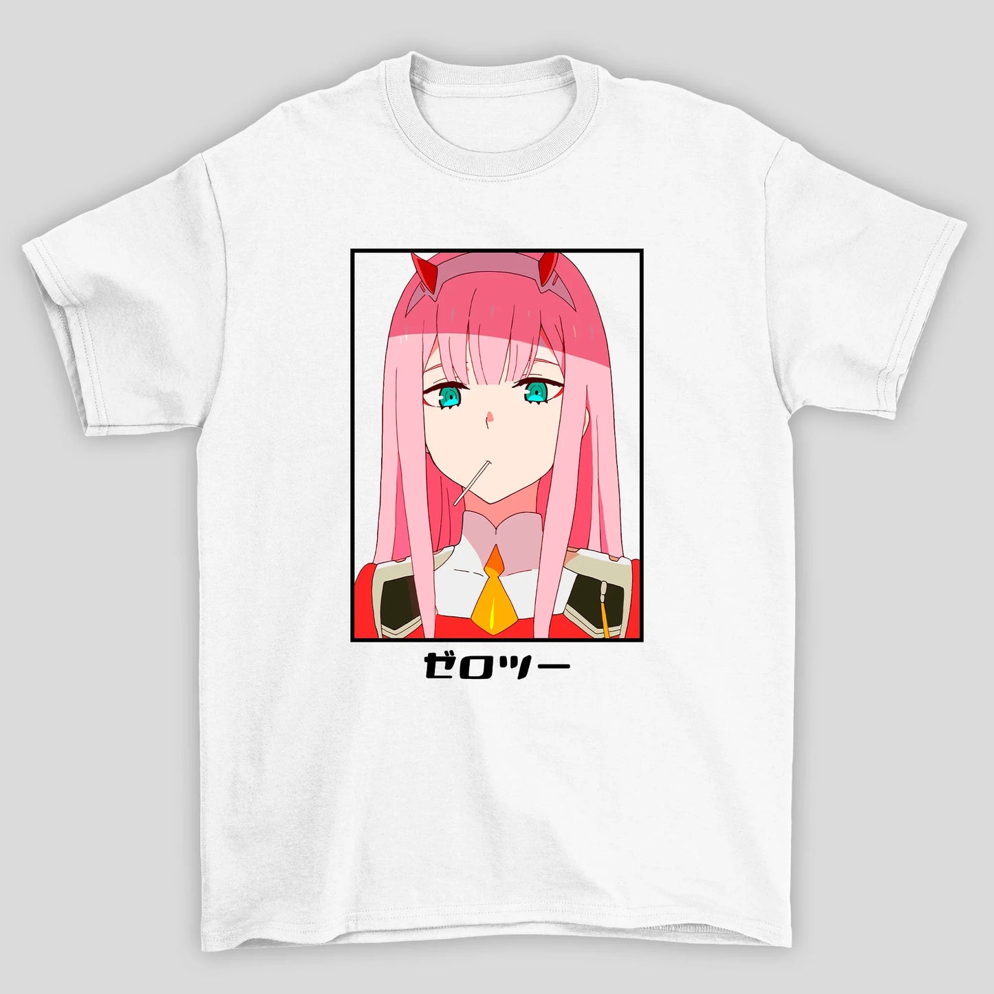 Camiseta Básica Unissex Zero Two Rosto Pirulito Darling In The Franxx