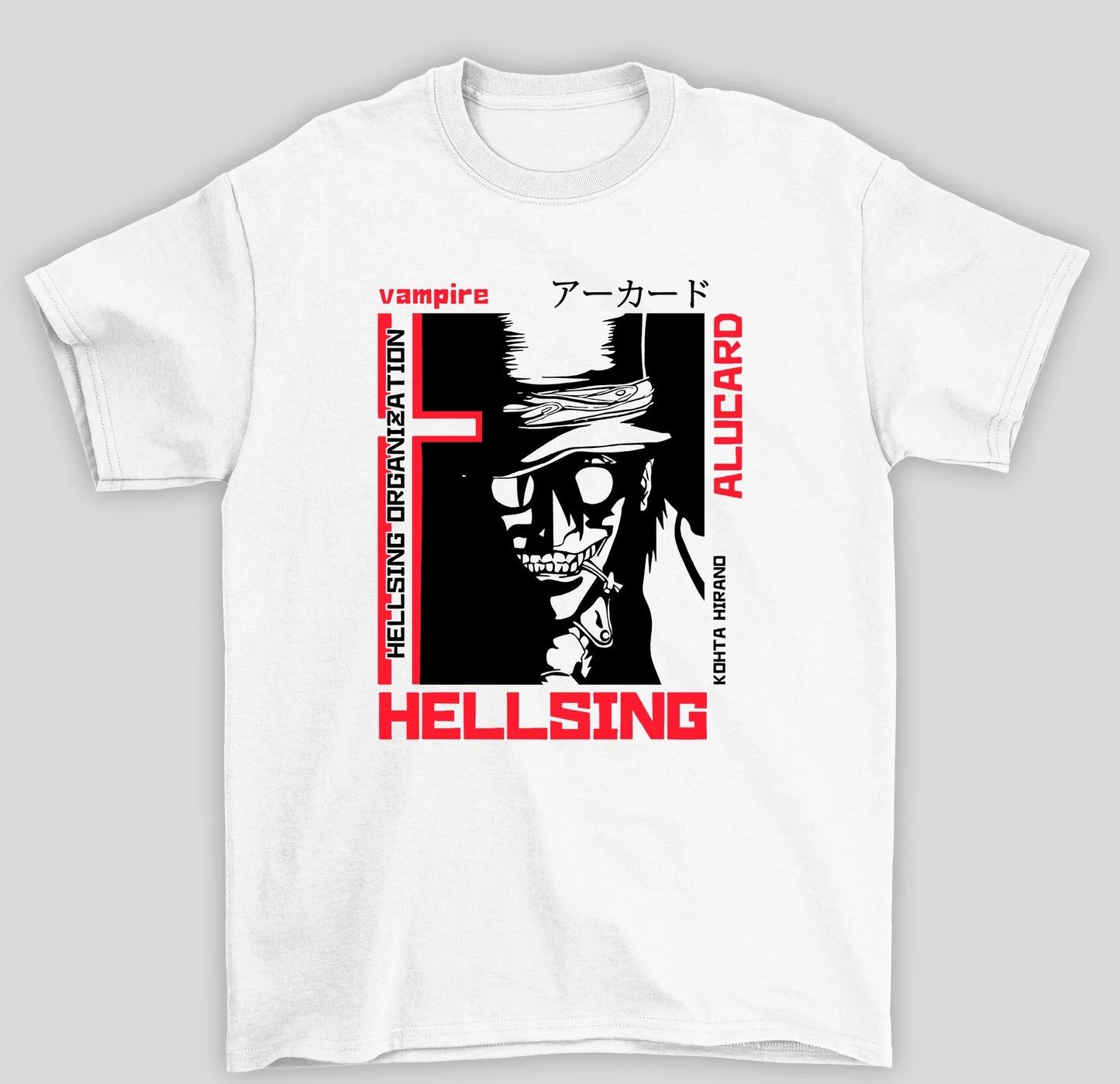 Camiseta Básica Unissex Alucard Hellsing Organization Anime- branco