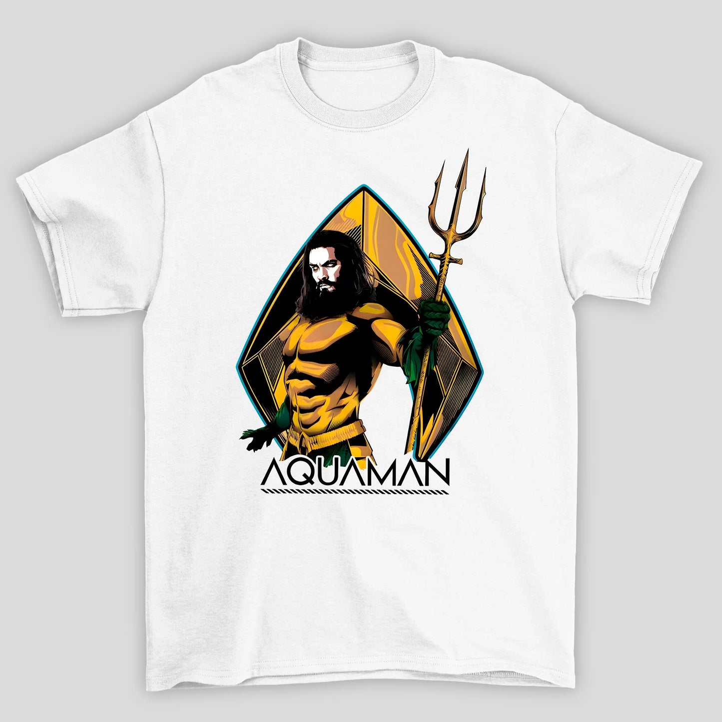 Camiseta Básica Unissex Aquaman Tridente HQ Style