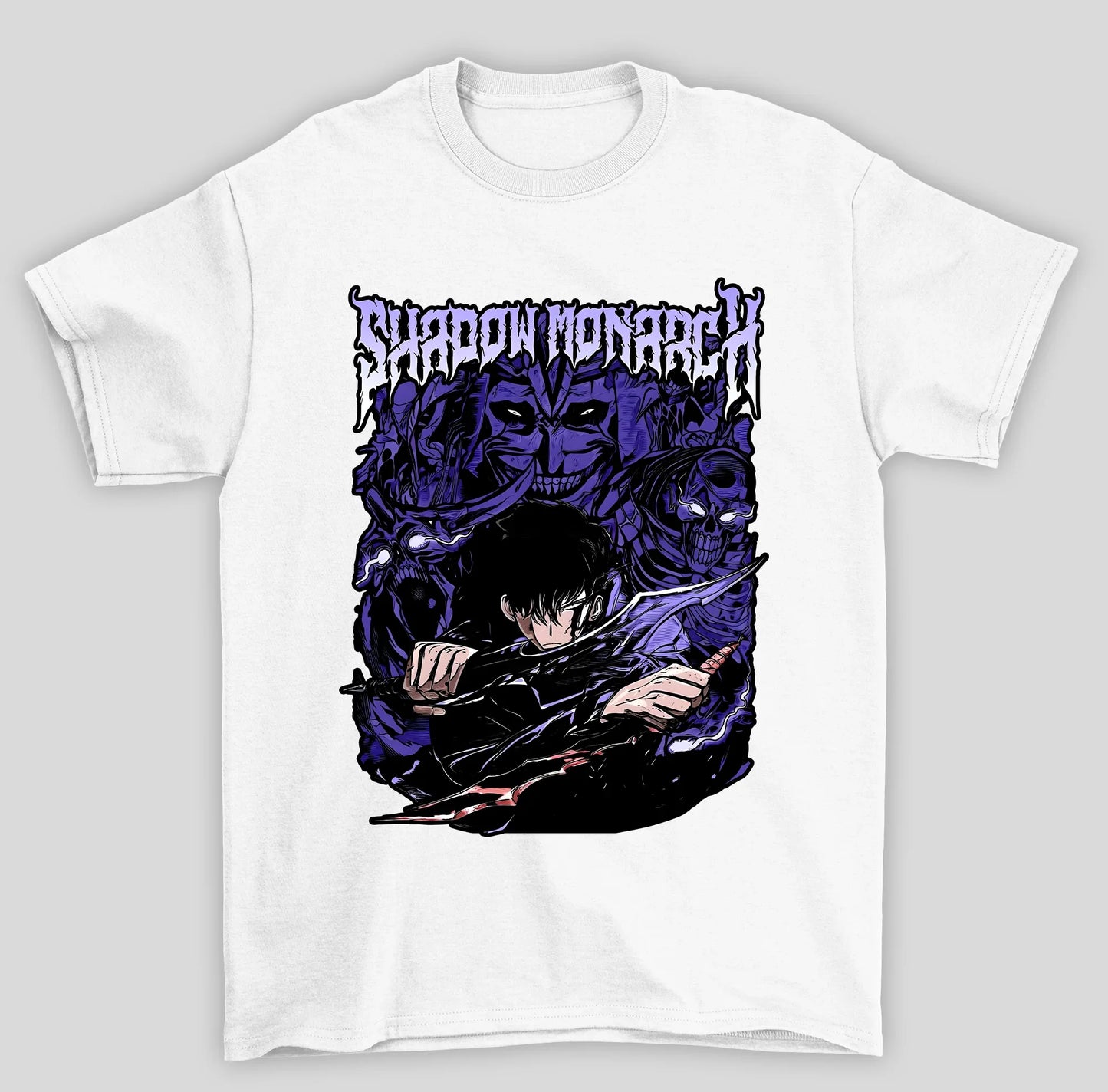 Camiseta Básica Unissex Solo Leveling Shadow Monarch