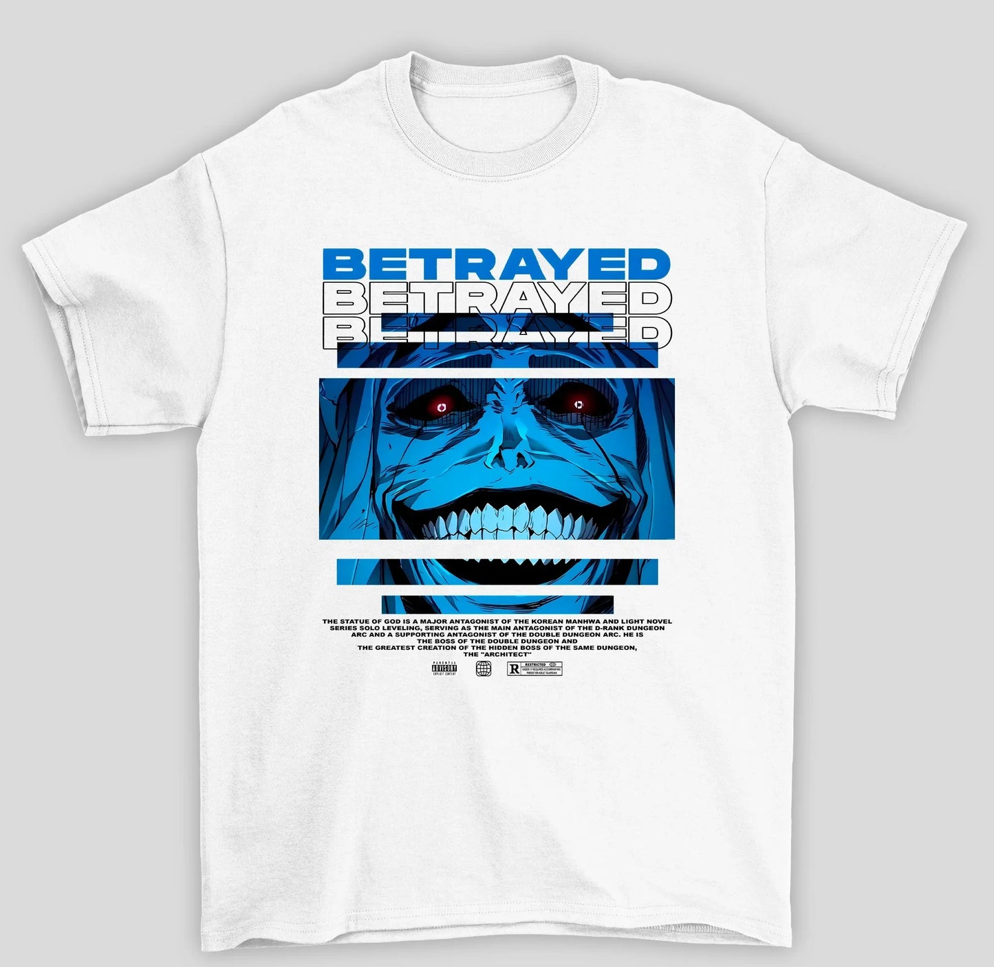 Camiseta Básica Unissex Solo Leveling Betrayed Monstro Azul