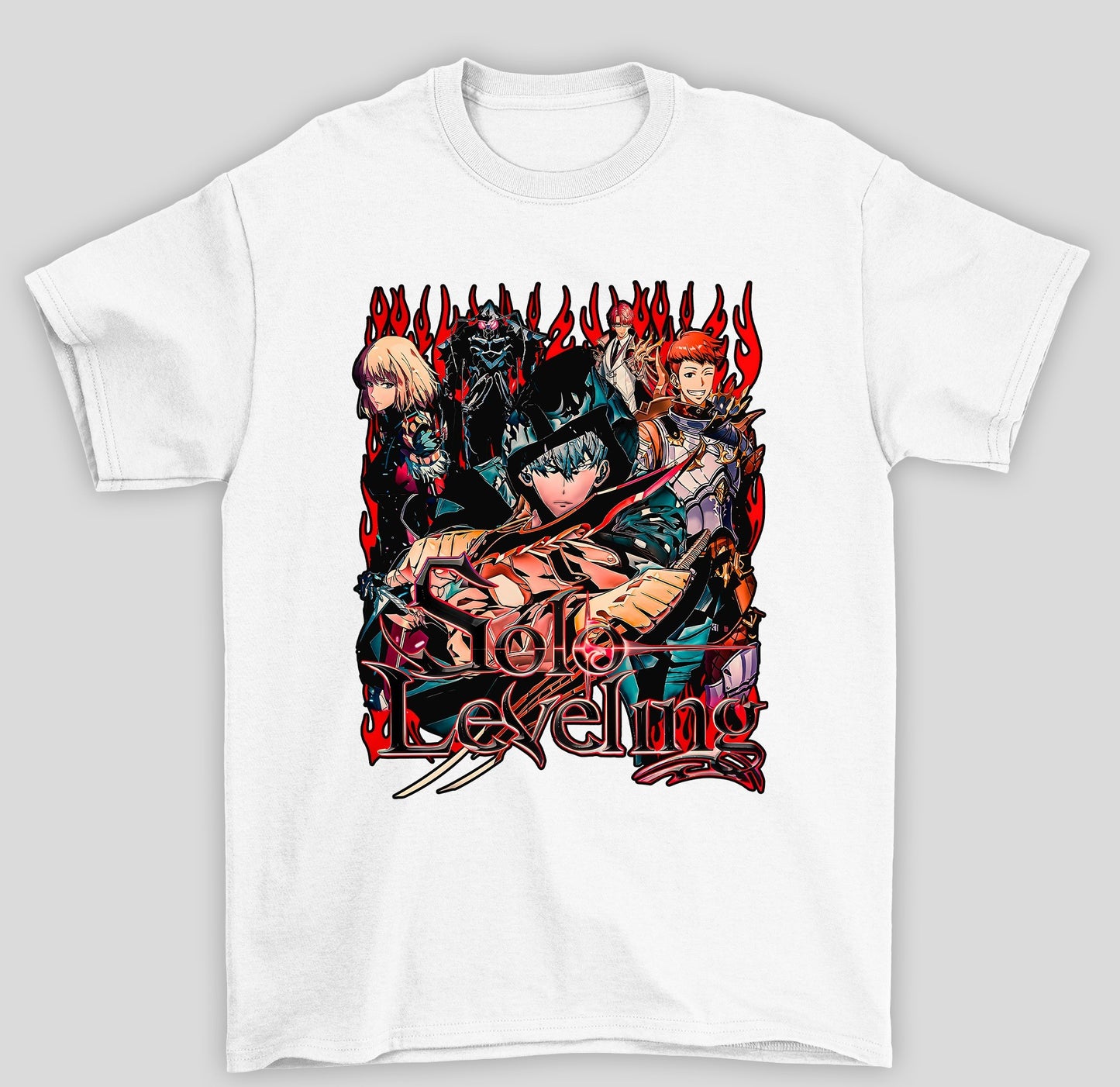 Camiseta Básica Unissex Solo Leveling Personagens