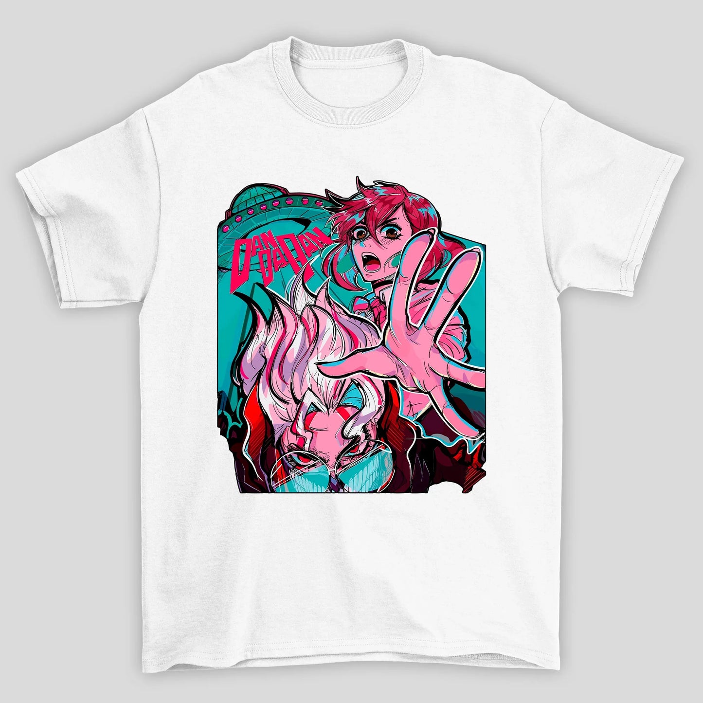 Camiseta Básica Unissex Dandadan Momo Ayase Okarun Nave