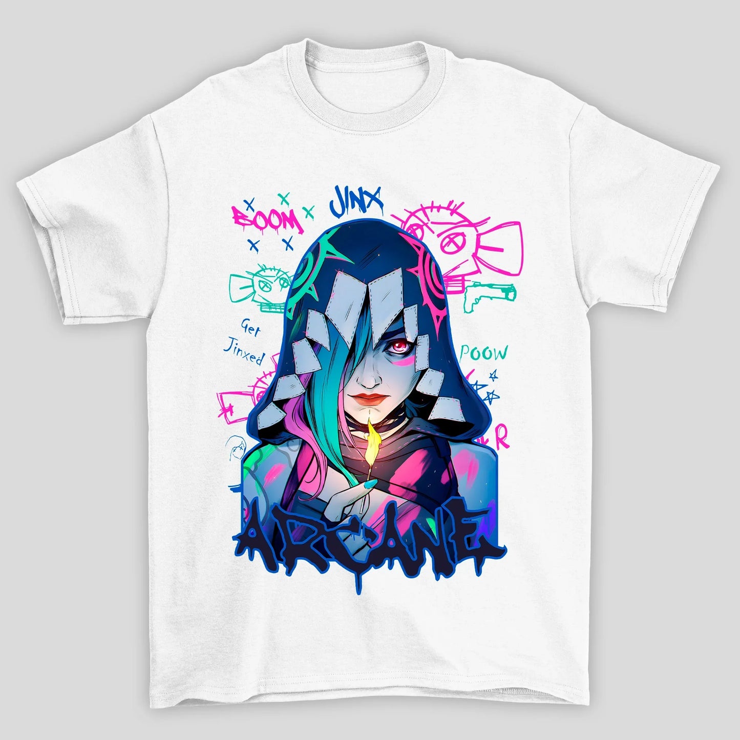Camiseta Básica Unissex Arcane Jinx Fosforo