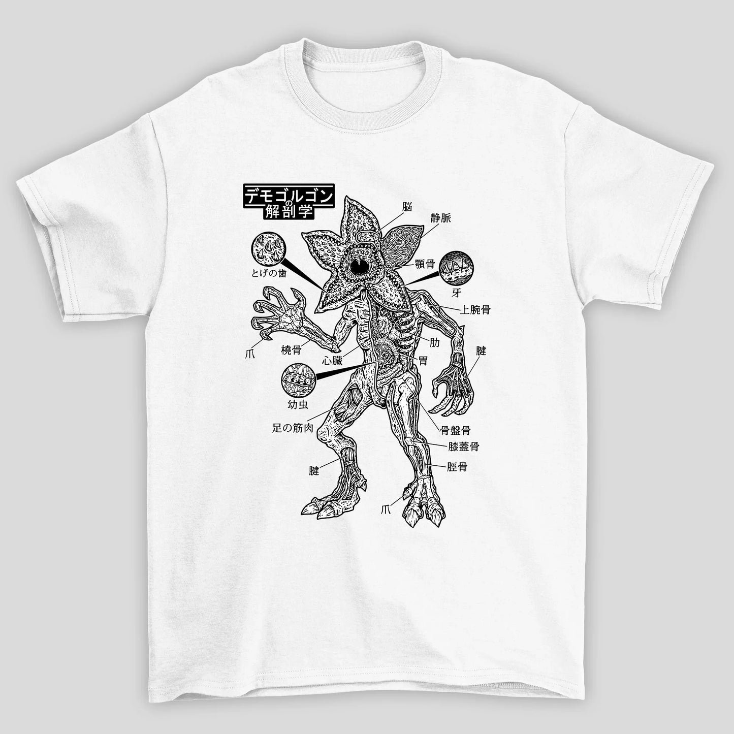 Camiseta Básica Unissex Anatomia Demodog Japones Stranger Things