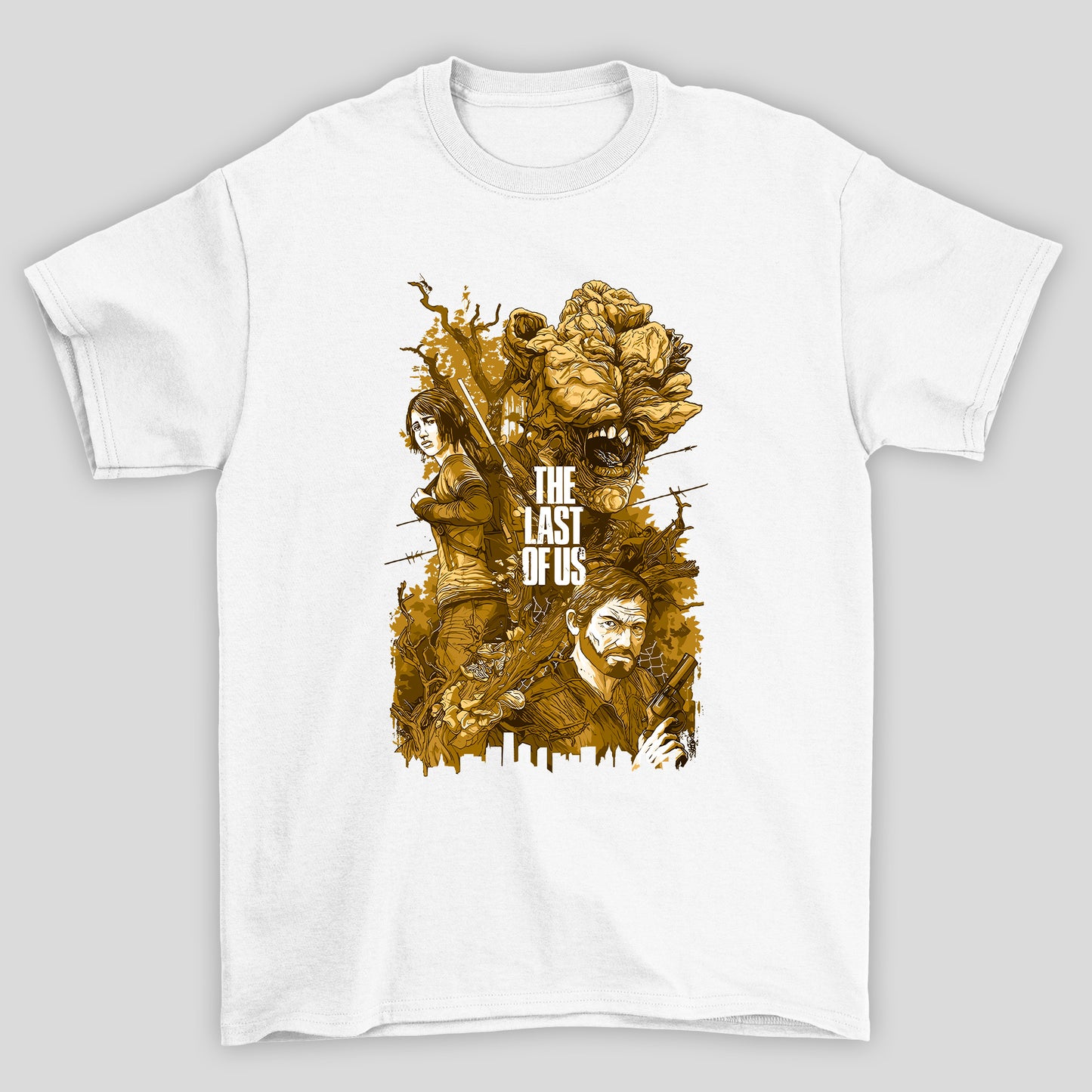 Camiseta Básica Unissex The Last Of Us Joel Ellie Pastel