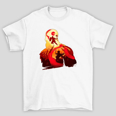 Camiseta Básica Unissex Kratos Rosto Atreus Silhueta God Of War