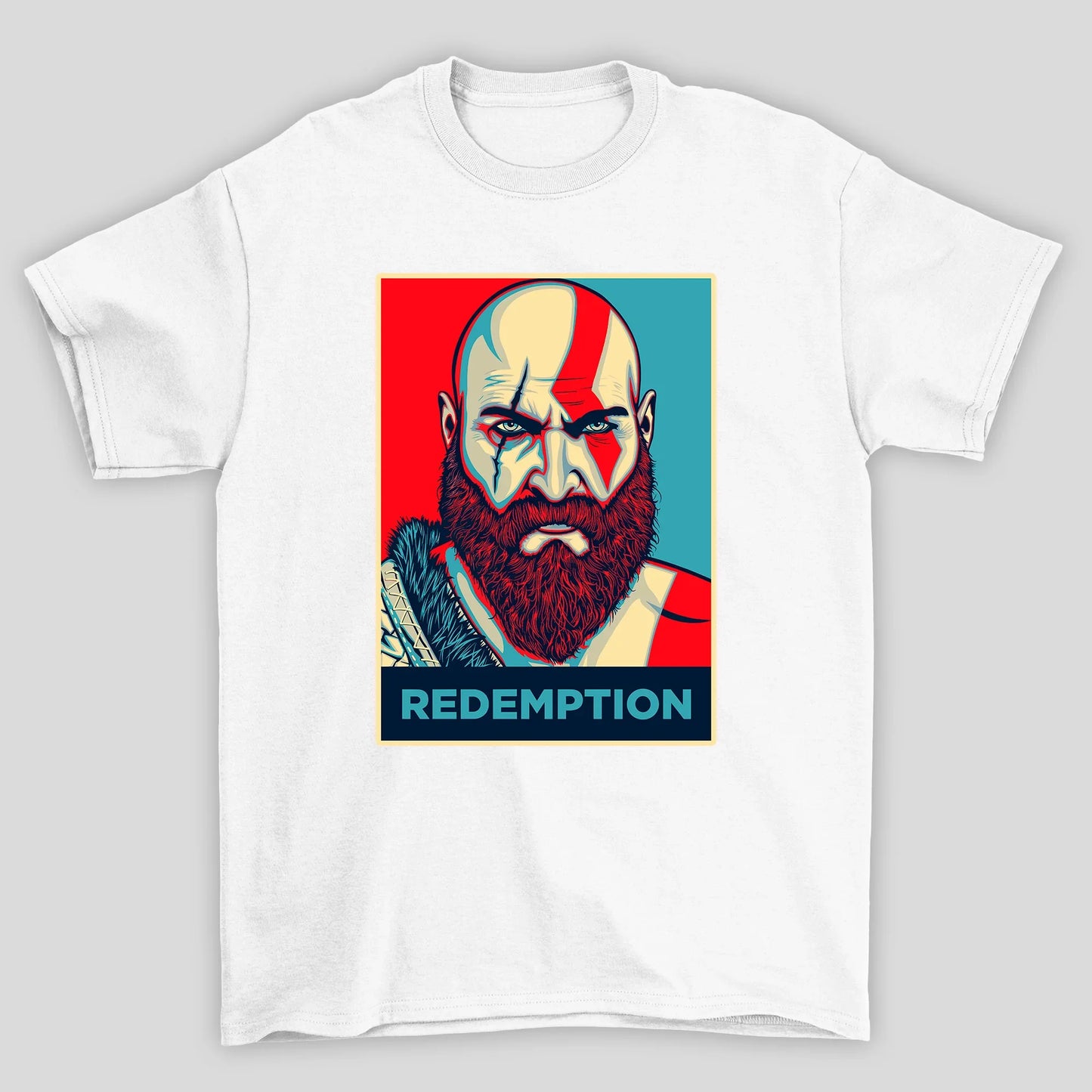Camiseta Básica Unissex Kratos Rosto Art Pop God Of War