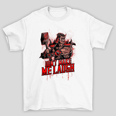 Camiseta Básica Unissex Mortal Kombat Shao Kahn Don't Make Me Laugh