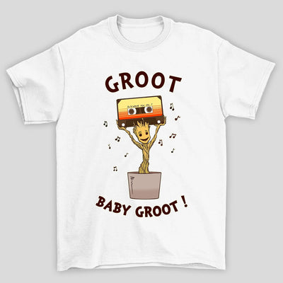 Camiseta Básica Unissex Baby Groot Fita Guardioes Da Galaxia