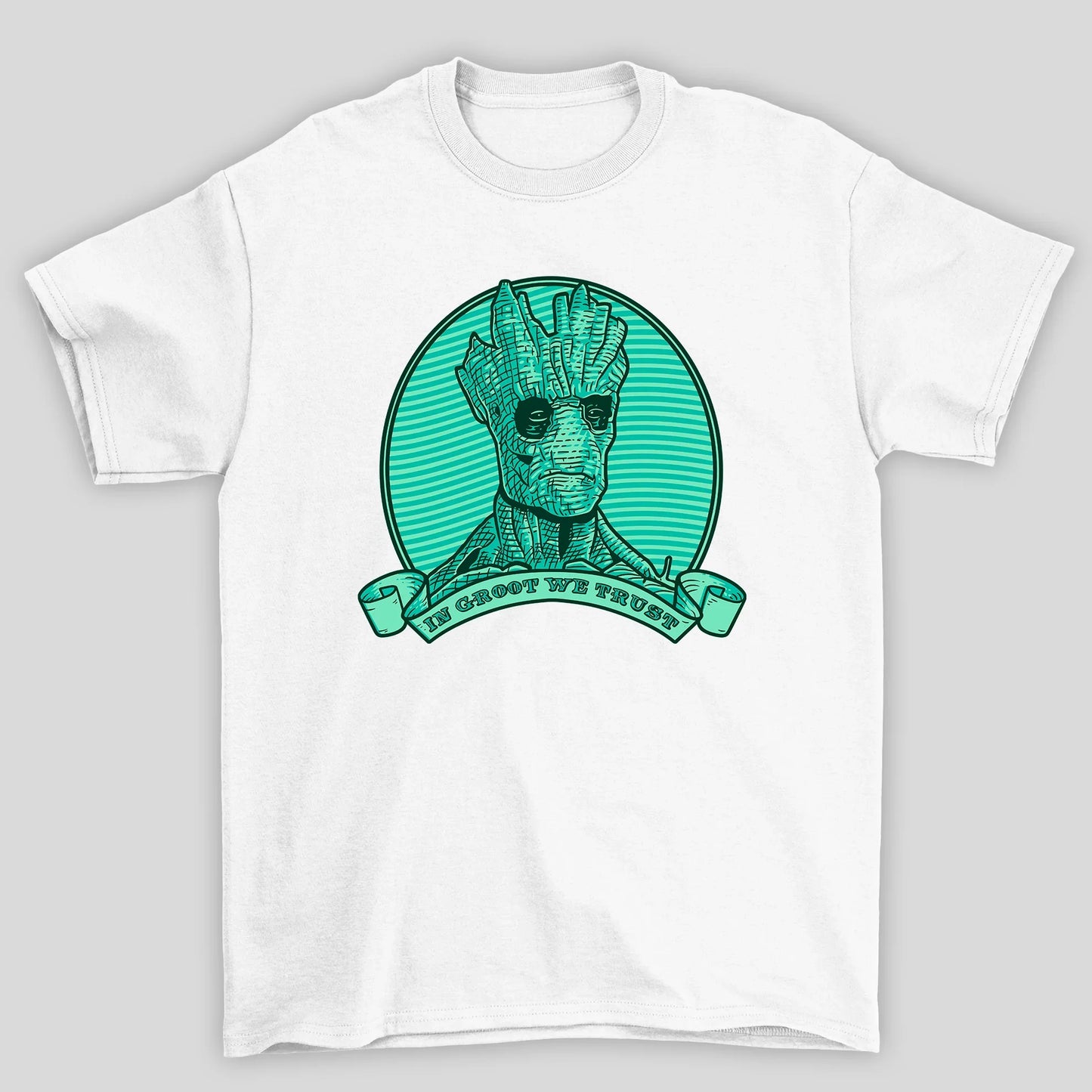 Camiseta Básica Unissex Groot We Trust Guardioes Da Galaxia