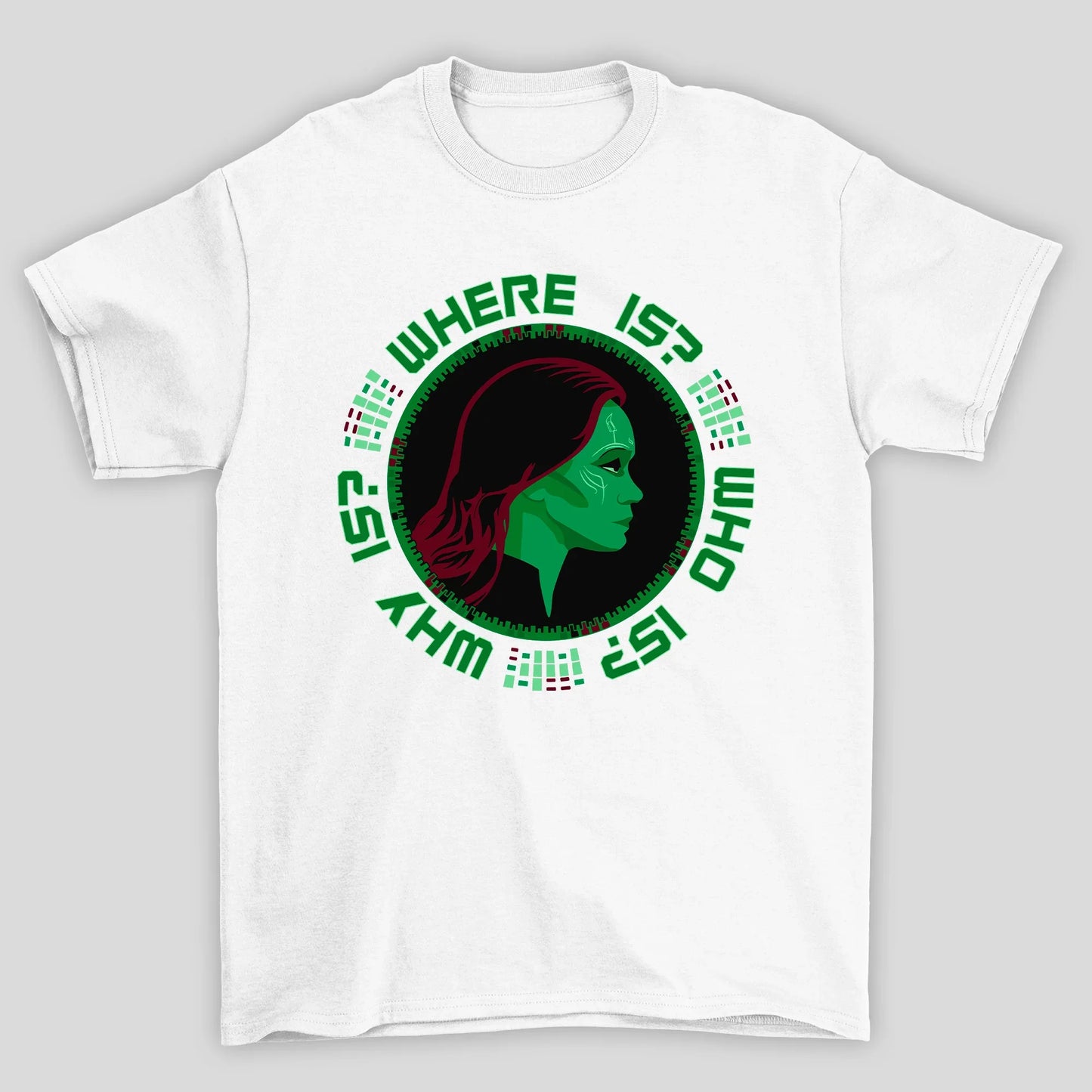 Camiseta Básica Unissex Gamora Where Is Guardioes Da Galaxia