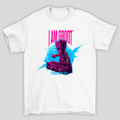 Camiseta Básica Unissex Groot Fuck Shit Up Guardioes Da Galaxia