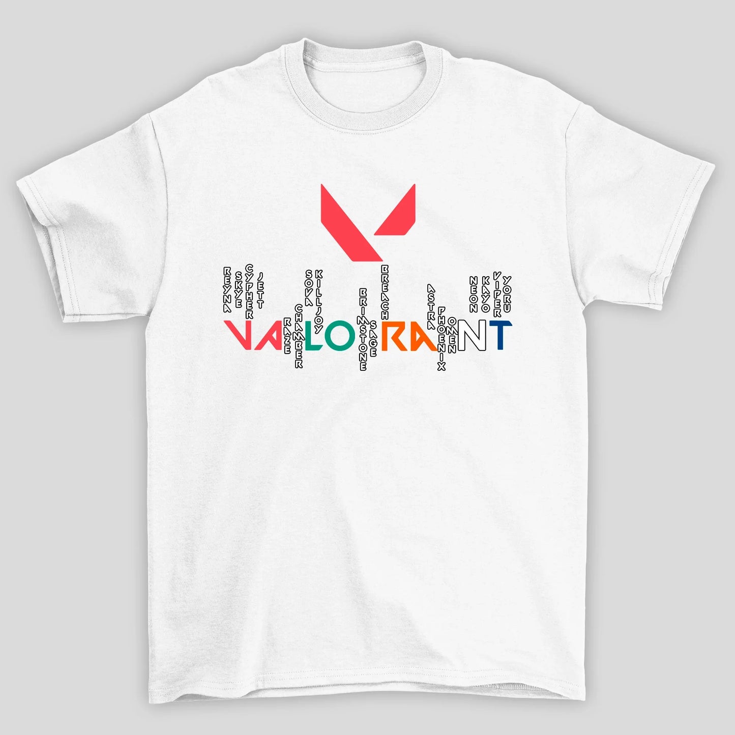 Camiseta Básica Unissex Nomes Logo Valorant