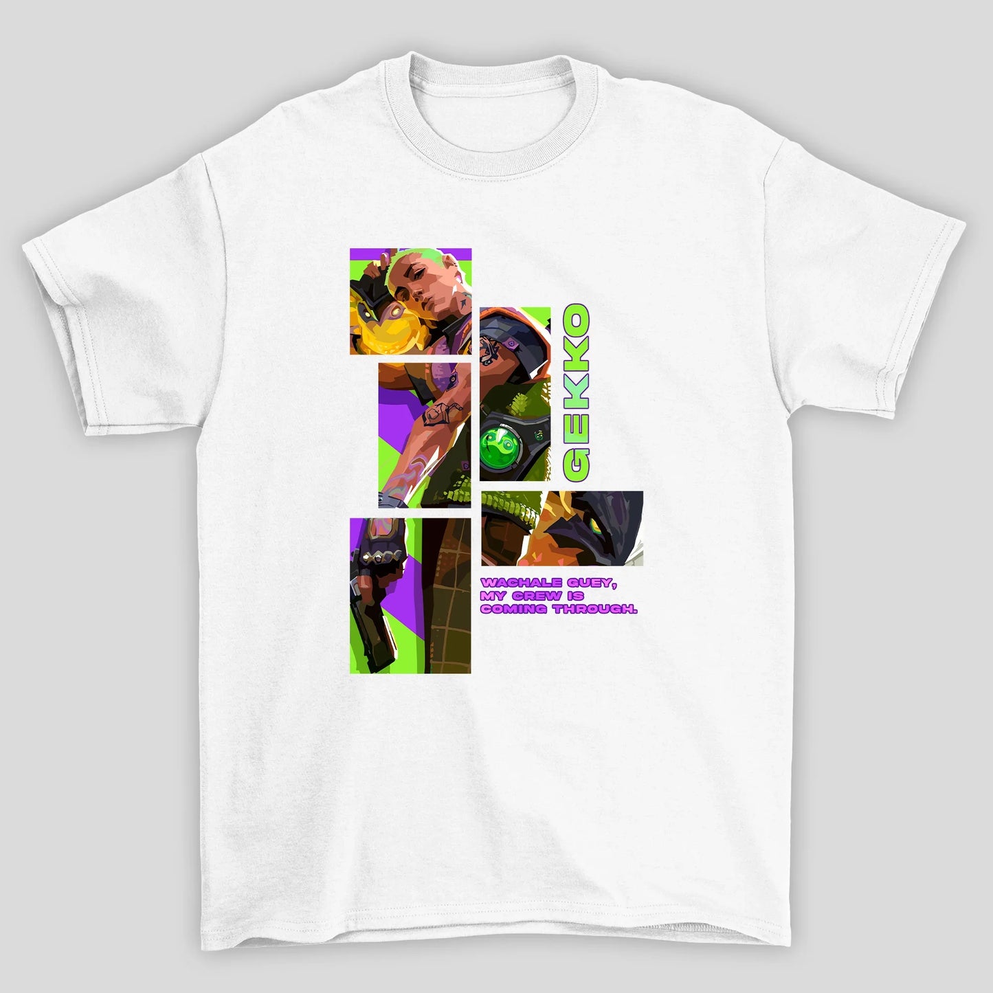 Camiseta Básica Unissex Gekko Quadrados Valorant