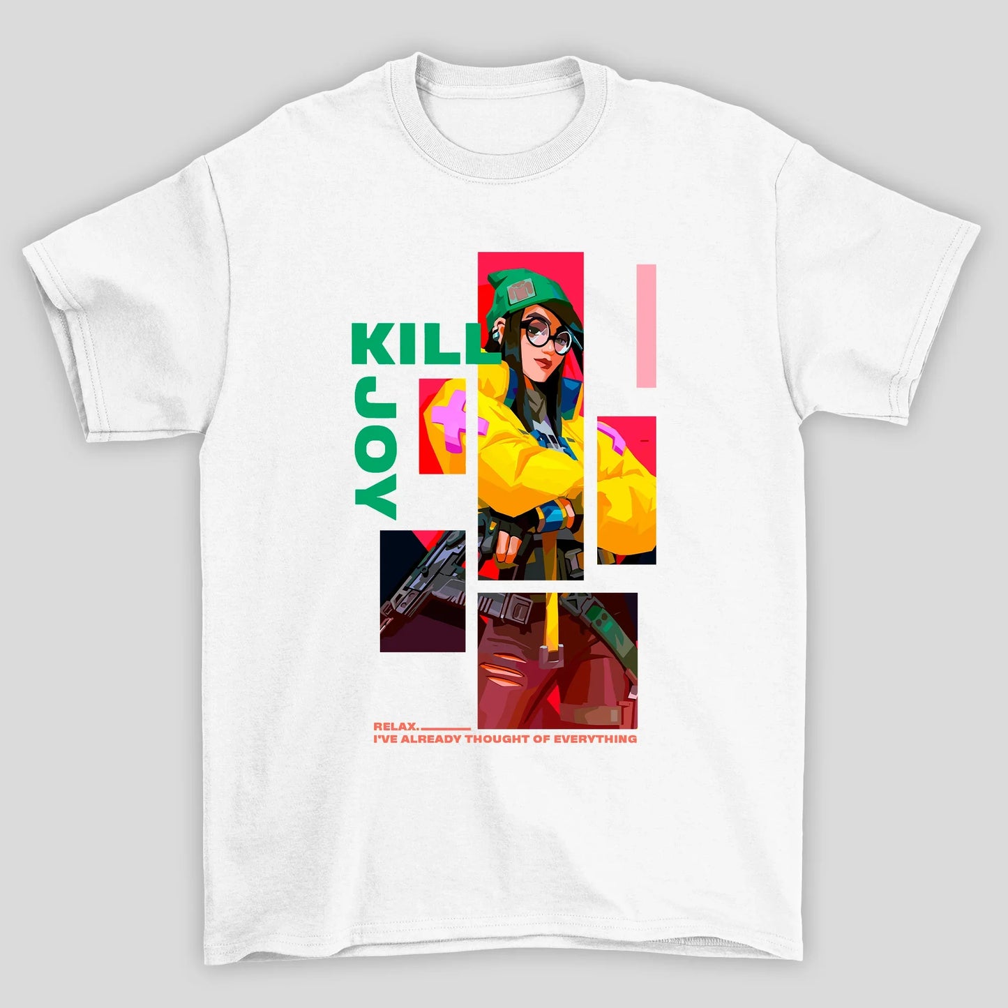 Camiseta Básica Unissex KILL JOY QUADRADOS VALORANT